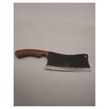 Knife, 12' Demascus steel 3' x 7' blade, w/leather sheath