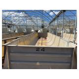 Used Rectangular fiberglass aquaculture tank, approximately 39’ X 10.5’ X 4’, with 2-tank filtration system