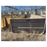 Used Rectangular fiberglass aquaculture tank, approximately 39’ X 10.5’ X 4’, with 2-tank filtration system