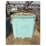 Plastic double-wall water tank with lid, approximately 48”x42”x48”