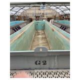 Used rectangular fiberglass aquaculture tank, approximately 29’ X 8.5’ X 6’ with 2-tank filtration system