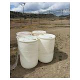 Plastic 55 gallon barrels, 5 in lot
