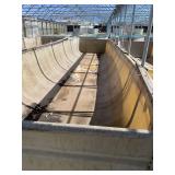 Used rectangular aquaculture fiberglass tank with two filtration tanks. Approximately 39’x10 1/2’x4’.