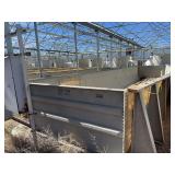 Used Rectangular fiberglass aquaculture tank, approximately 39’ X 10.5’ X 4’, with 2-tank filtration system