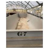 Used rectangular fiberglass aquaculture tank, approximately 33.5’ x 9.5’ x 4’.