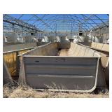 Used Rectangular fiberglass aquaculture tank, approximately 39’ X 10.5’ X 4’, with 2-tank filtration system