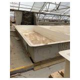 Used rectangular fiberglass aquaculture tank. Approximately  7’x18’x2’