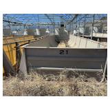 Used Rectangular fiberglass aquaculture tank, approximately 39’ X 10.5’ X 4’, with 2-tank filtration system