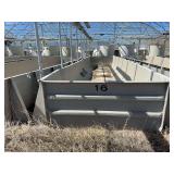 Used Rectangular fiberglass aquaculture tank, approximately 39’ X 10.5’ X 4’, with 2-tank filtration system