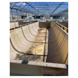 Used rectangular aquaculture fiberglass tank with two filtration tanks. Approximately 39’x10 1/2’x4’.