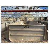 Used rectangular fiberglass aquaculture tank, approximately 40’ x 9.5’ x 4’, with 2-tank filtration system.