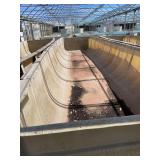 Used rectangular aquaculture fiberglass tank with two filtration tanks. Approximately 39’x10 1/2’x4’.