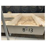 Used rectangular fiberglass aquaculture tank, approximately 18’ X 7’ X 2’.