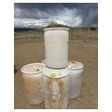 5-Plastic 30 gallon barrels