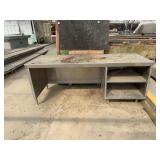 Stainless steel desk with side shelves, 84”x31”x34.5”