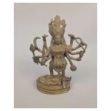 Brass Multi-Armed Hindu Goddess Figure, Unidentified Deity