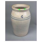 Vintage 4-Gallon Blue-Decorated Stoneware Crock