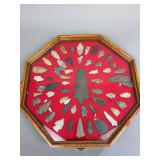 AAA Native American Indian Arrowhead Collection In Octagon Oak showcase