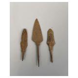 Group of (3) Iron Arrowheads CA 1st Century AD 2 1/2' to 3 3/4' Found in Hungary