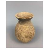 Chinese Neolithic Grooved Earthenware Amphora, Ca. 4000–3000 BC, with COA