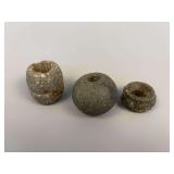 Pre-Columbian Mezcala Stone Mace Heads, Set of 3, c. 300 BC