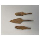 Group of (3) Iron Arrowheads CA 1st Century AD 2 1/2' to 3 3/4' Found in Hungary