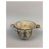 Ancient Greek Attic Black-Figure Skyphos Wine Cup, Athens, c. 400 BC