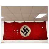 Approx 19ft x 7ft  WWII-ERA German Nazi Swastika Banner/ Flag
