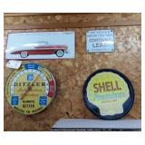 1956 Chev, lead sign, Diller thermometer, Shell