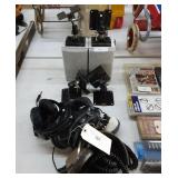 Stereo equipment and mounts.