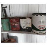(4) pieces, oil cans - Texaco, John Deere.