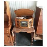 Sylvania radio / can player and table.