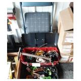 Misc lot of straps, pump, chair.