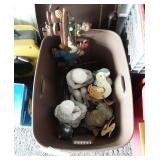 Container of lawn ornaments.