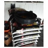 Bags of wood pellets, roll of edging.