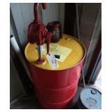 Shell oil barrel w/ 5w-30 oil, pump and kerosene