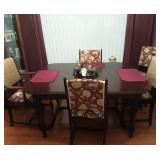 Dining Room Set. Vintage. (6) chairs, table,