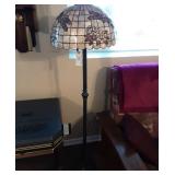 Ornate Floor Lamp, Leaded Glass.