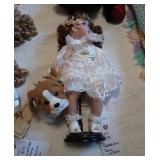Porcelain Doll w/dog.