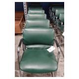 7 MATCHING DARK GREEN CUSHIONED CHAIRS-LIGHT