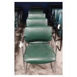 6 MATCHING CHAIRS-DARK GREEN WITH METAL FRAMES-