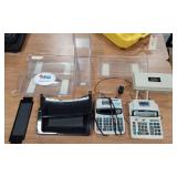 2 ADDING MACHINES-DYMO LABEL MAKER AND