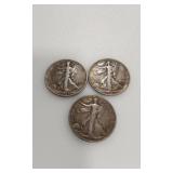 3 STANDING LIBERTY HALF DOLLARS-1943,1941-1943