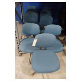 9 MATCHING ROLLING OFFICE CHAIRS- NO ARMS- BLUE