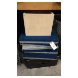 WOODEN FILE BOX AND TACK BOARDS  -2 PLASTIC
