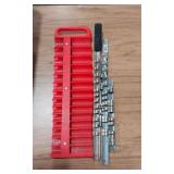SOCKET ORGANIZERS- RED MAGNETIC AND 4 METAL