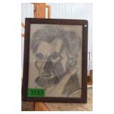 LINCOLN CHARCOAL ON CLOTH- SIGNED