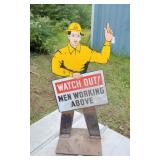 AMERICAN BRIDGE MEN WORKING SIGN- STEEL- DOUBLE