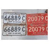 MICHIGAN LICENSE PLATES- 1964 MATCHING SET AND