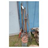 OUTTOOLS AND FISHING SPEAR- SHOVELS- RAKES-